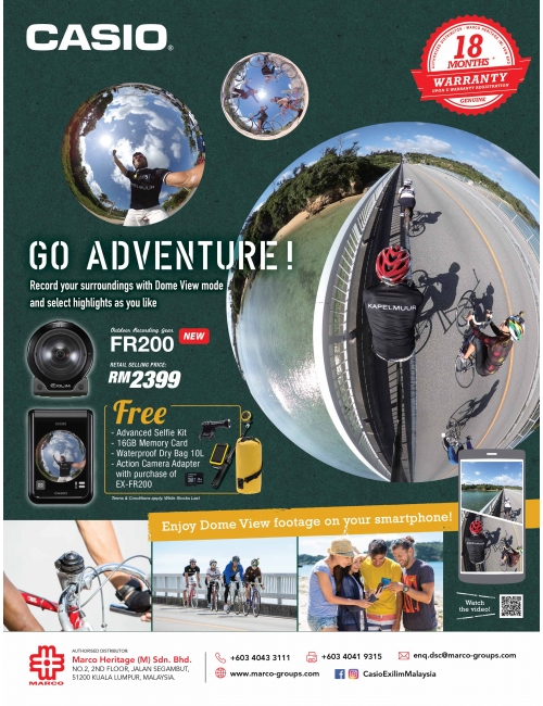 GO ADVENTURE with Casio EX-FR200-Record your surroundings with Dome View mode and select highlights as you like.