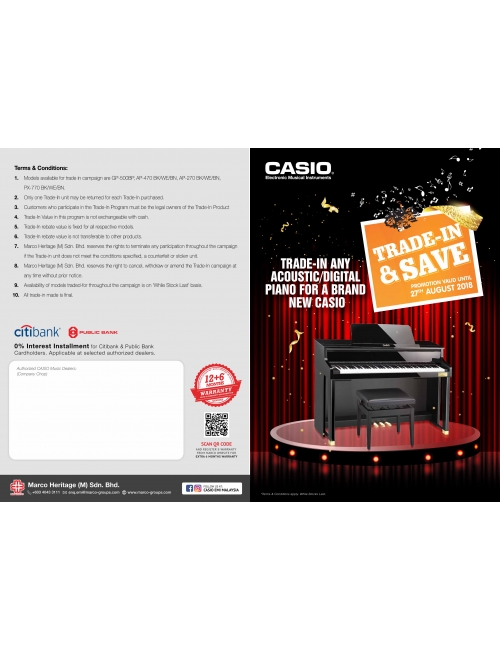Casio Musical Instruments-Trade In any Acoustic/ Digital Piano for a Brand New Casio!